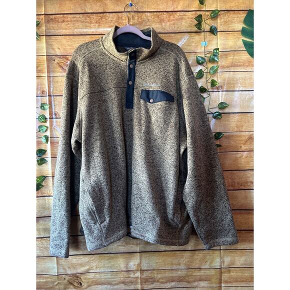 Eddie Bauer Snap Mock-neck Pullover Fleece Jacket Men’s Size 2XL, Brown/ Heather - Picture 1 of 6